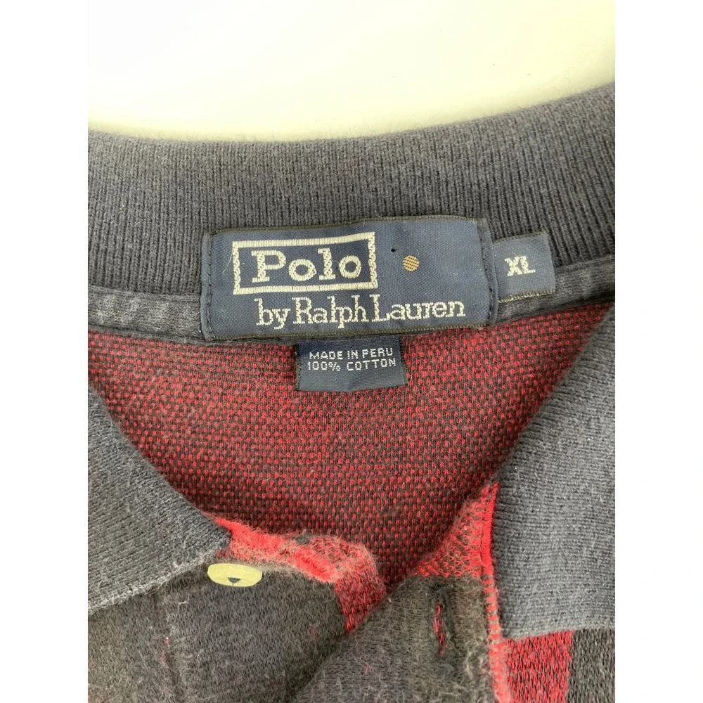 Polo Ralph Lauren Polo Shirt Mens XL Red Black Plaid‎ Heritage Preppy Americana